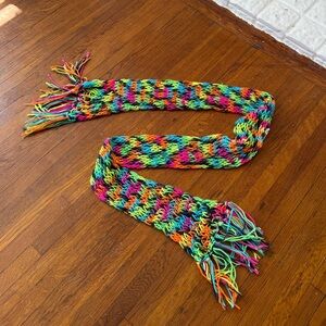 Hand-Knit Rainbow Fringe Scarf ⋆｡°✩